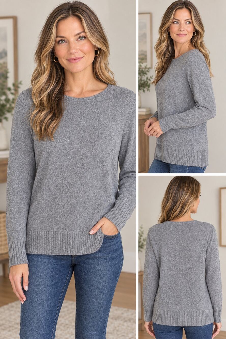 Ann Taylor Factory Cotton Knit Sweater Gray Womens Size Large Petite